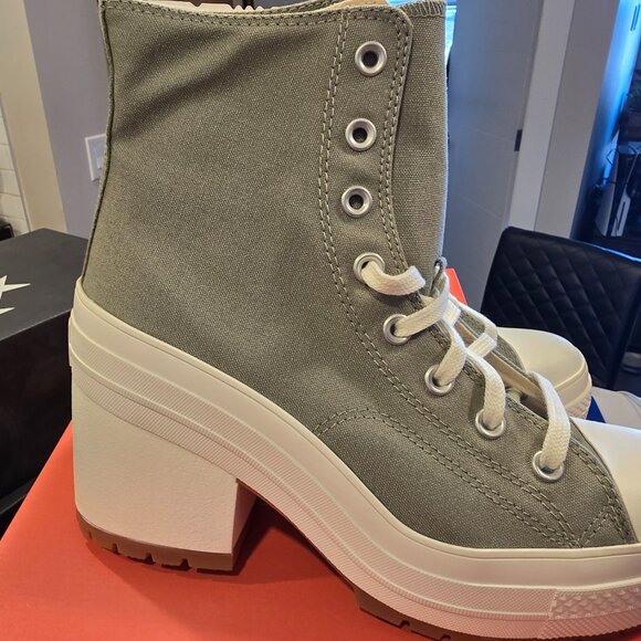 Chuck Taylor 70 De Luxe Heel High Top Shoes A11899C Women's Size 10 Olive Green - Picture 6 of 13